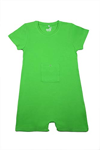 DERIN Bodysuit/Onesie with Hidden Abdominal Access for G-Tube Use (8-15 Years) - Christmas Green